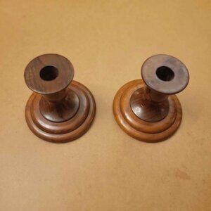 Vintage Oregon Myrtle Wood Candlestick Holders
